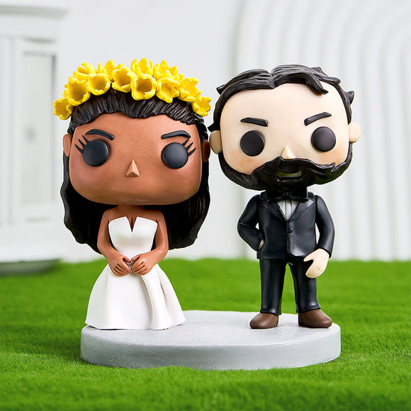 Custom Big Head Cartoon Bobbleheads Personalized 2 Person Figure Statue Gifts for Couples - 