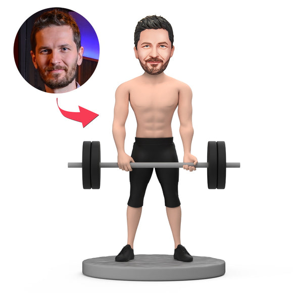 Male Weightlifter Wear Black Pants Custom Bobblehead with Engraved Text