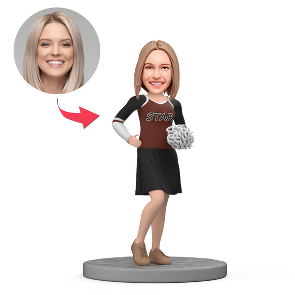 Cheerleaders Cheer in Skirts Custom Bobblehead with Engraved Text