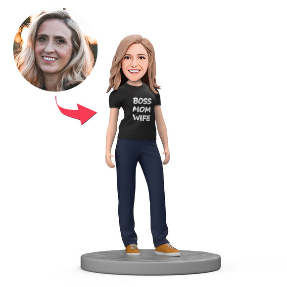 Female Boss Mom Wife Custom Bobblehead with Engraved Text