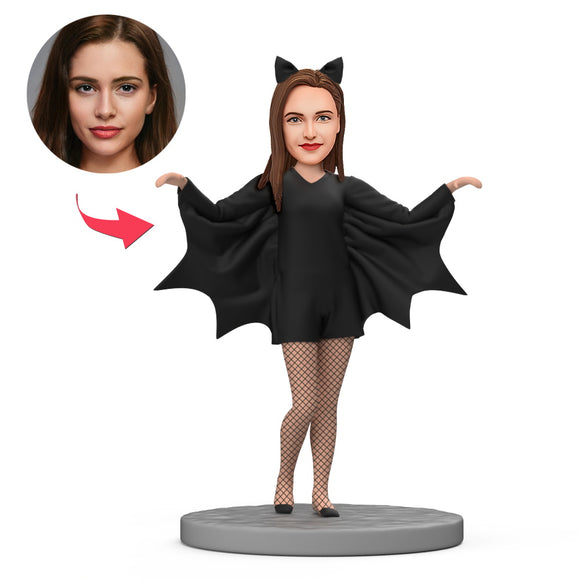 Gift for Halloween Bat Woman Bobblehead with Engraved Text