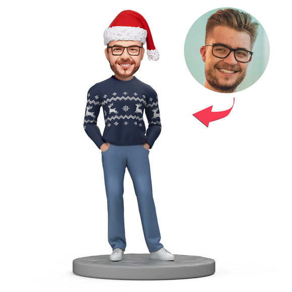 Men Wear Christmas Casual Clothes Custom Bobblehead with Engraved Text