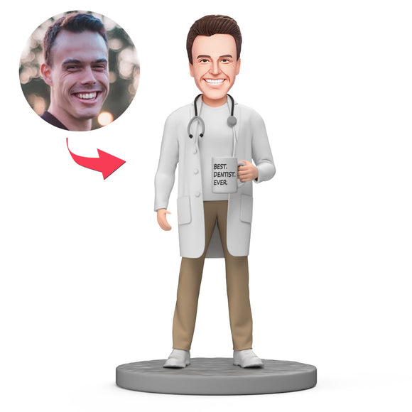 Male Best Dentist Custom Bobblehead with Engraved Text - 