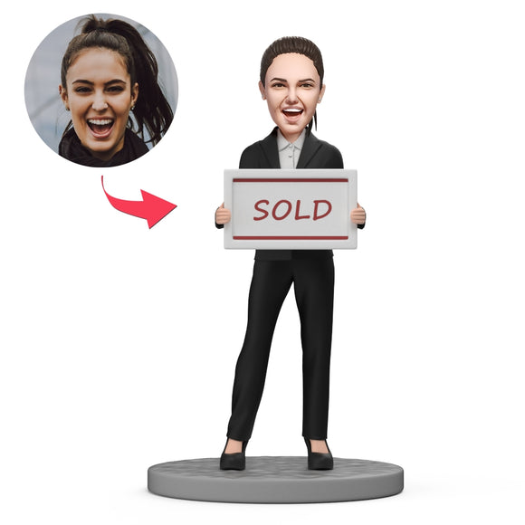 Custom Bobblehead Beautiful Female Real Estate Agent For Best Realtor