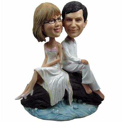 Near Beach Wedding Custom Bobblehead With Engraved Text