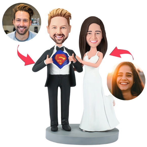 Wedding Superman Popular Custom Bobblehead With Engraved Text