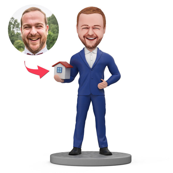 Property Sales Holding Tiny Homes Custom Bobblehead Gift For Realtor