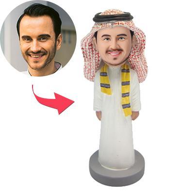 Man Dressed In Arab Garb Custom Bobblehead With Engraved Text